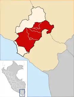 Location of Mariscal Nieto in the Moquegua Region