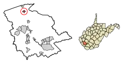 Location of Chapmanville in Logan County, West Virginia.