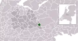 Highlighted position of Veenendaal in a municipal map of Utrecht