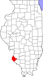 Map of Illinois highlighting Monroe County