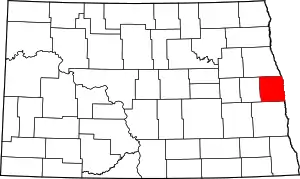 Map of North Dakota highlighting Traill County