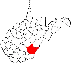 State map highlighting Greenbrier County