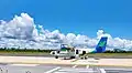 Maswings' Twin Otter plane at the parking apron.