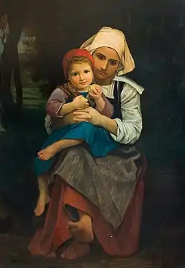 Mother and Child after W. Bouguereau (1898) Original French: Mère et l'enfant apres W. Bouguereau