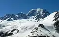 Mt Haast, Mt Lendenfeld, Mt Tasman and Torres Peak NZ helicopter view from NW, Nov 28 2008