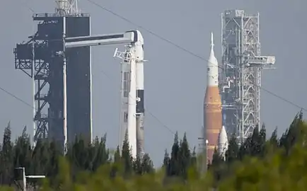 Ax-1 and Artemis 1 on adjacent pads before launch