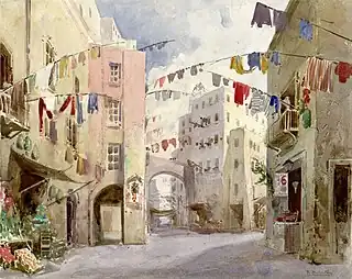 Image 83Set design for Act 1 of A basso porto, by Riccardo Salvadori (from Wikipedia:Featured pictures/Culture, entertainment, and lifestyle/Theatre)