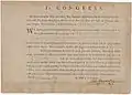 Commission of Nathan Hale, captain in the Nineteenth Regiment of foot, commanded by Colonel Charles Webb. Signed by John Hancock. January 1, 1776.