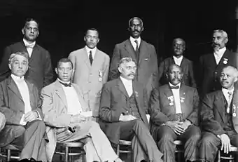 Image 10Executive Committee of the National Negro Business League, c. 1910. NNBL founder Booker T. Washington (1856–1915) is seated, second from the left. (from Civil rights movement (1896–1954))