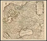 Map of Eastern Europe in 1737 with Lithuania Proper (Lithuanie Particuliere)