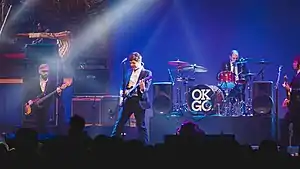 OK Go performing in 2012. From left: Tim Norwind, Damian Kulash, Dan Konopka, Andy Ross