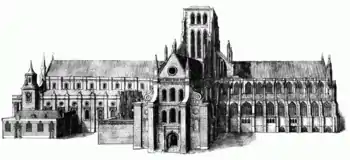 Engraving of a church building