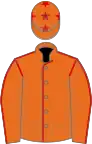 Orange, red seams, stars on cap