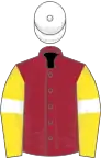 Maroon, Yellow sleeves, White armlets, White cap