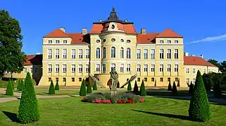 Rogalin's Raczyński Palace within Rogalin Landscape Park, some 8 mi south of Poznań. Rear view.