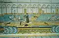 Painted majolica panel in cloister
