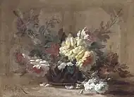 Nature morte (Still life of roses in a cut-glass bowl), oil on canvas, 54.2 × 73.4 cm, private collection