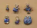 Pendants from Tell Asmar North Palace - Early Dynastic period - lapis lazuli, silver, and carnelian