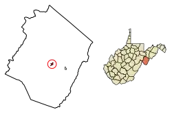 Location of Franklin in Pendleton County, West Virginia.