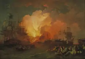 The Battle of the Nile, painting by Philip James de Loutherbourg