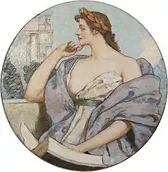 Image 12Philosophy, an 1896 mural by Robert Lewis Reid in the North Corridor on the Second Floor of the Library of Congress Thomas Jefferson Building, Washington, D.C..  The caption underneath reads: "HOW CHARMING IS DIVINE PHILOSOPHY."