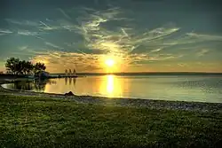 Image 3A view of Lake Neusiedl, which straddles the Austrian–Hungarian border