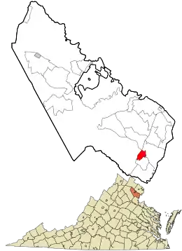 Location in Prince William County and the state of Virginia
