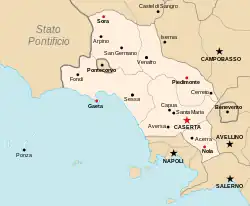 Map of the province of Terra di Lavoro during the Kingdom of the Two Sicilies