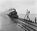 NS locomotive 3704 in the flooded Kruiningerpolder; 11 June  1953.