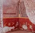 Room 14 Southwest corner with birds and dolphins in red dado