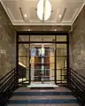 The resident entrance in the Deco Tower within the Concept Blue Apartments redevelopment of the Police HQ.