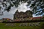 Church façade and Taal Park in the foreground