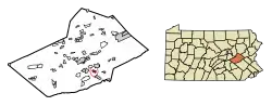 Location of Landingville in Schuylkill County, Pennsylvania.