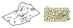 Location of Mount Carbon in Schuylkill County, Pennsylvania.