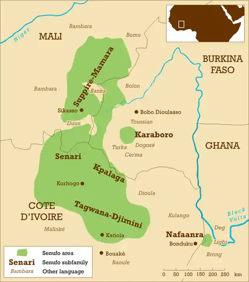 Map of the Senufo language area