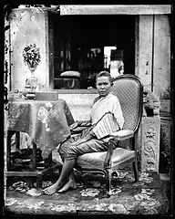 Lady Pun Bunnag, Somdet Chaophraya Borom Maha Sri Suriwongse's wife  with the early Rattanakosin style clothing in 1866