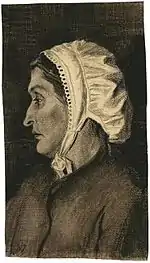 Sien in a White Bonnet, pencil, black lithographic chalk, washed, December 1882, Van Gogh Museum, Amsterdam, the Netherlands (F931, JH291)