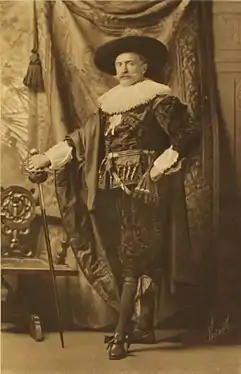 Viscount D'Abernon dressed as the Frans Hals' painting Willem van Heythuysen Posing with a Sword