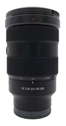 This image shows the Sony FE 24-70mm F2.8 GM lens from the front