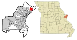 Location of Spanish Lake, Missouri