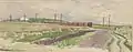 Goods Train, landscape with a goods train, watercolour, 1890, (National Museum in Warsaw)