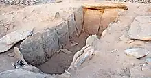 Stone fence and burial of Khemtseg culture, Avyn Khukh Uul, Bulgan, Khovd, Mongolia
