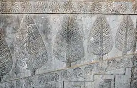 Depiction of trees and lotus flowers at the Apadana, Persepolis