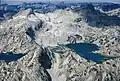 Aerial view of Glacier Peak in upper left, Eagle Cap upper right,Prospect Lake lower left, Glacier Lake to right.