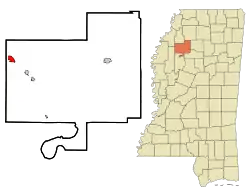 Location of Tutwiler, Mississippi