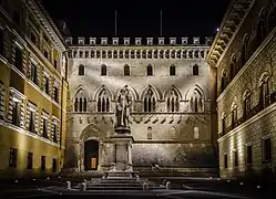 Banca Monte dei Paschi di Siena headquarters in Siena. It is the world's oldest or second oldest bank, depending on the definition.
