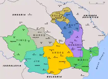 Lands (Ținuturi) of Romania in September 1940