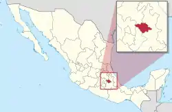 Map of Mexico with Tlaxcala highlighted