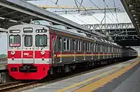 Former Tokyu 8500 series EMU set 8610 on an afternoon commuter service in Indonesia, June 2023