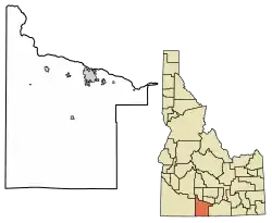 Location of Castleford in Twin Falls County, Idaho.